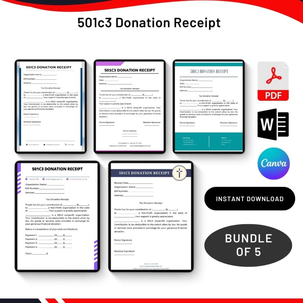 501c3 Donation Receipt in PDF & Word