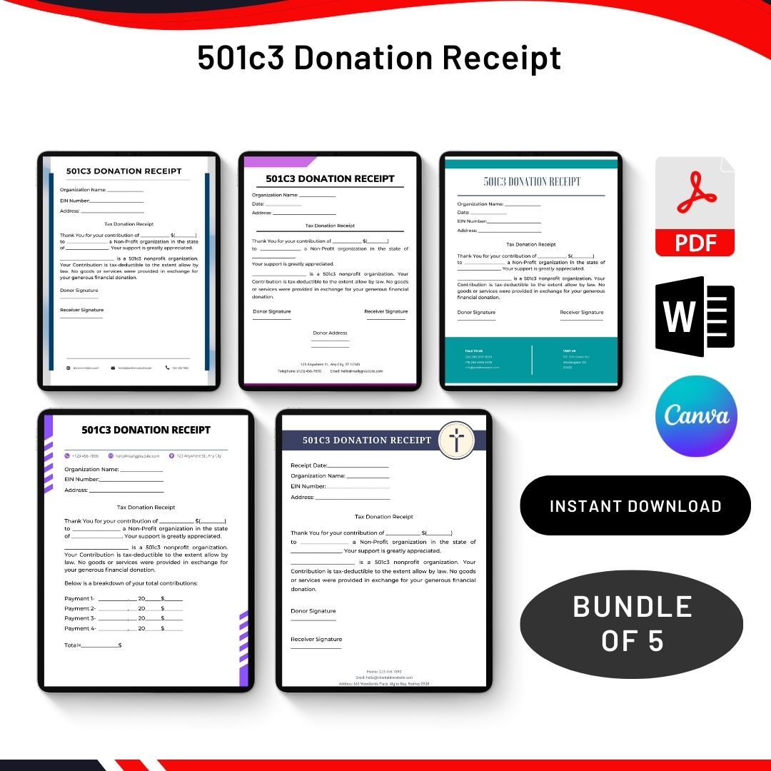 501c3 Donation Receipt Template Printable [Pdf & Word]