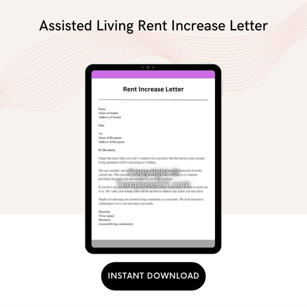 Assisted Living Rent Increase Letter
