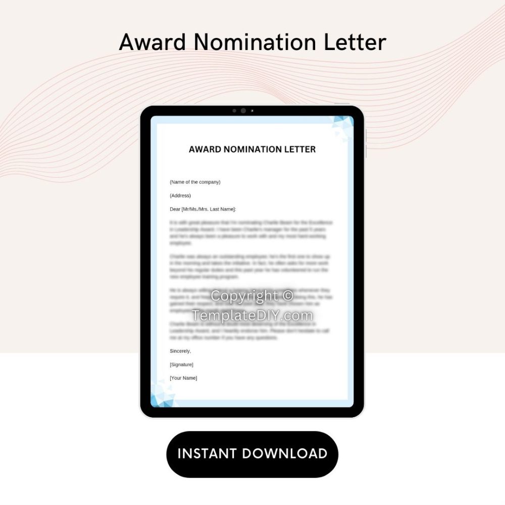 Award Nomination Letter