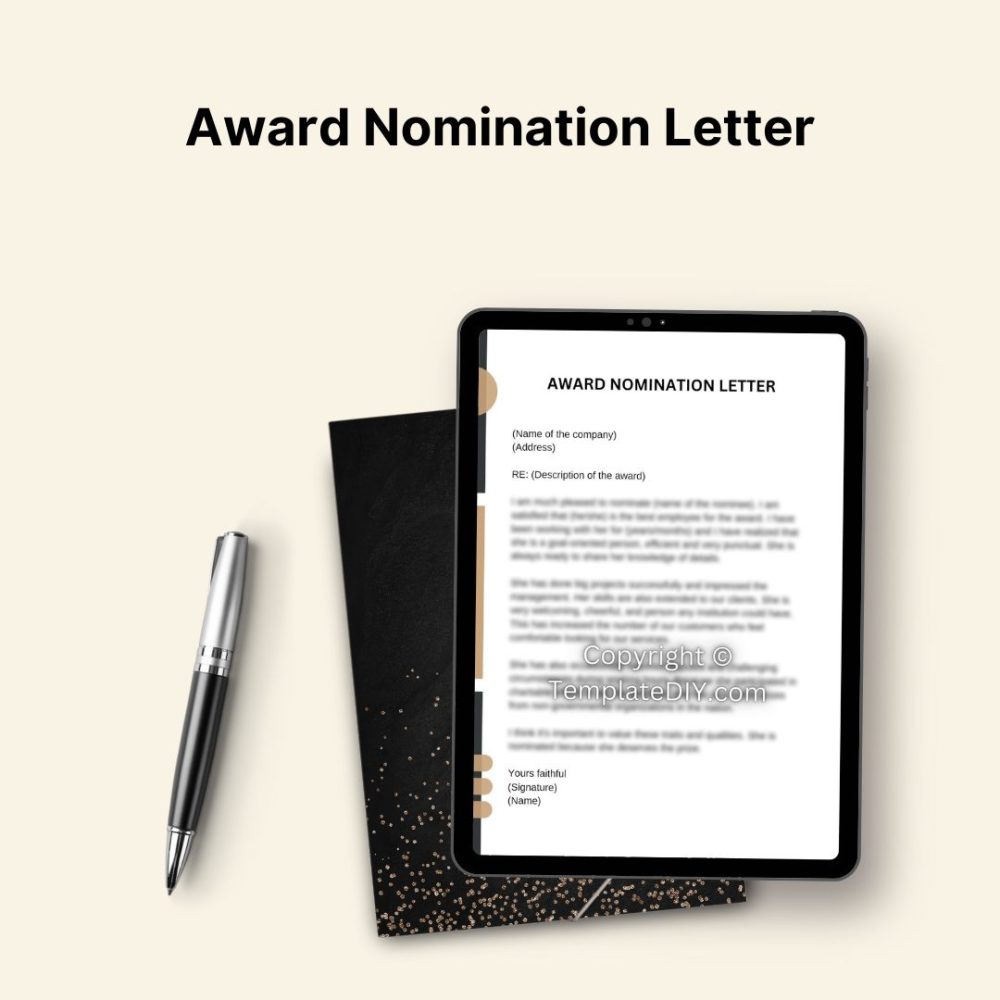 Award Nomination Letter PDF