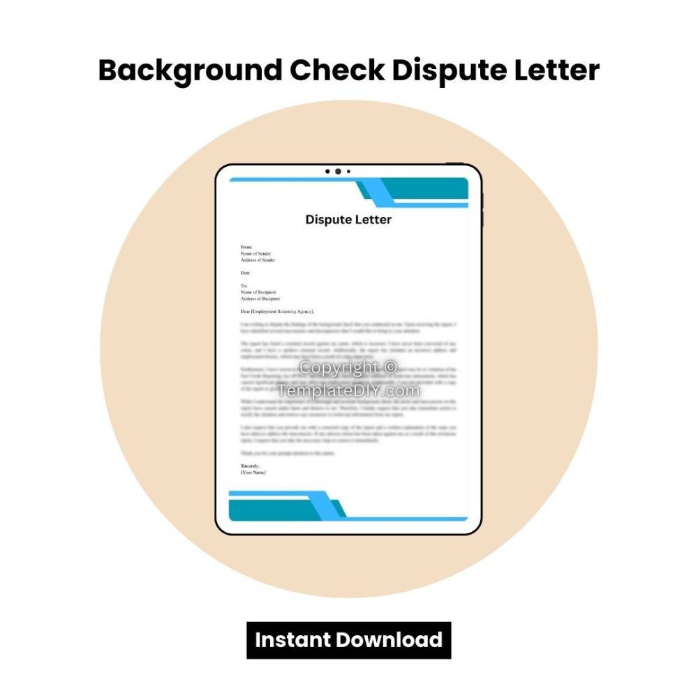 Background Check Dispute Letter Word