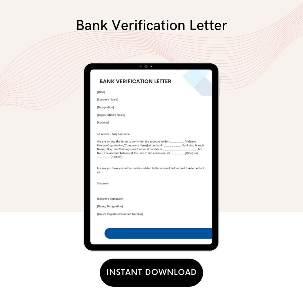 Bank Verification Letter