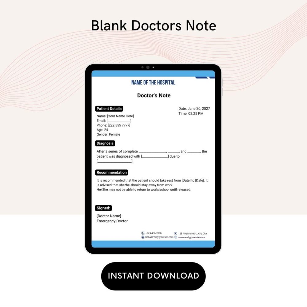 Blank Doctors Note