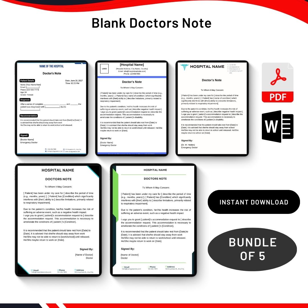 Blank Doctors Note in PDF & Word
