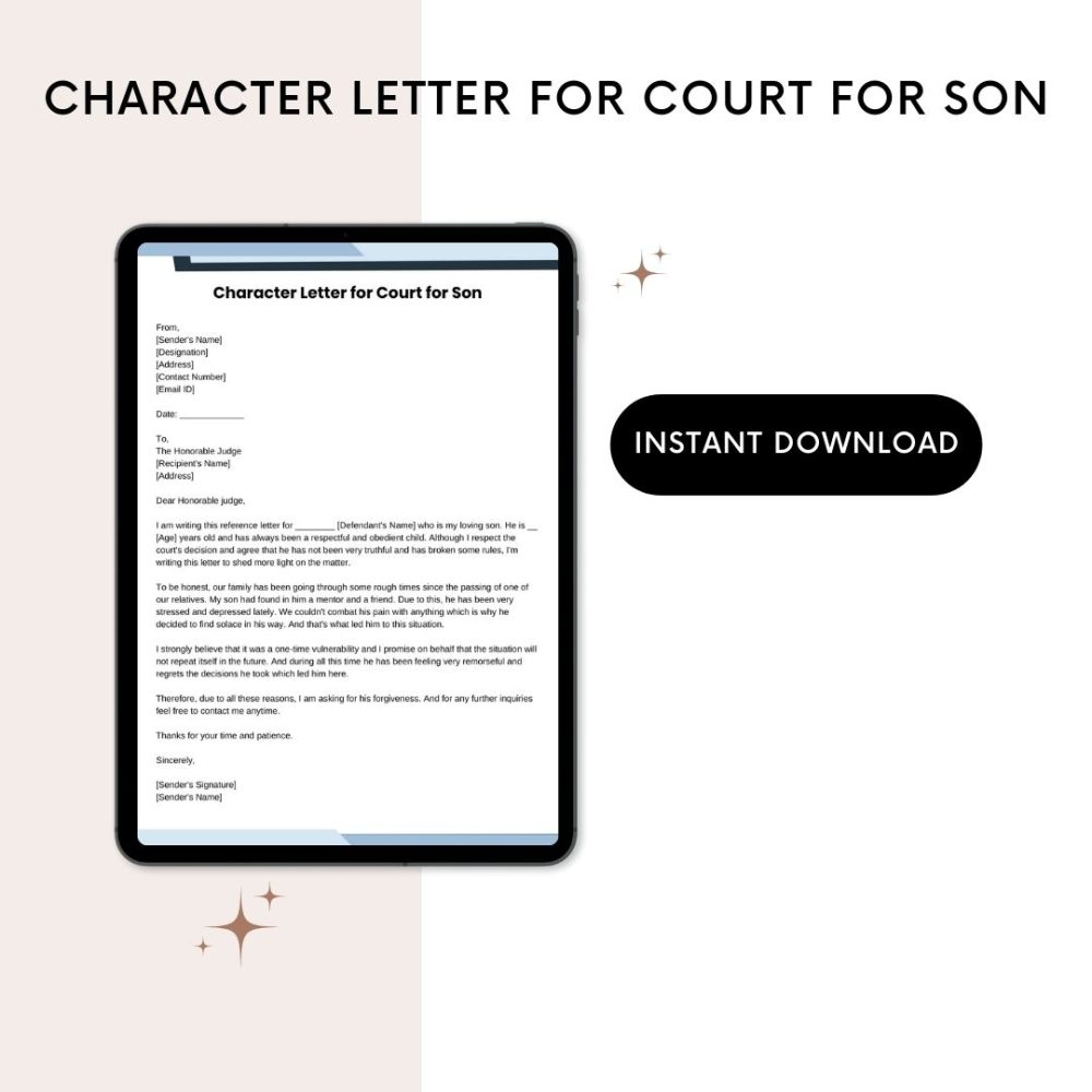 Character Letter for Court for Son Word