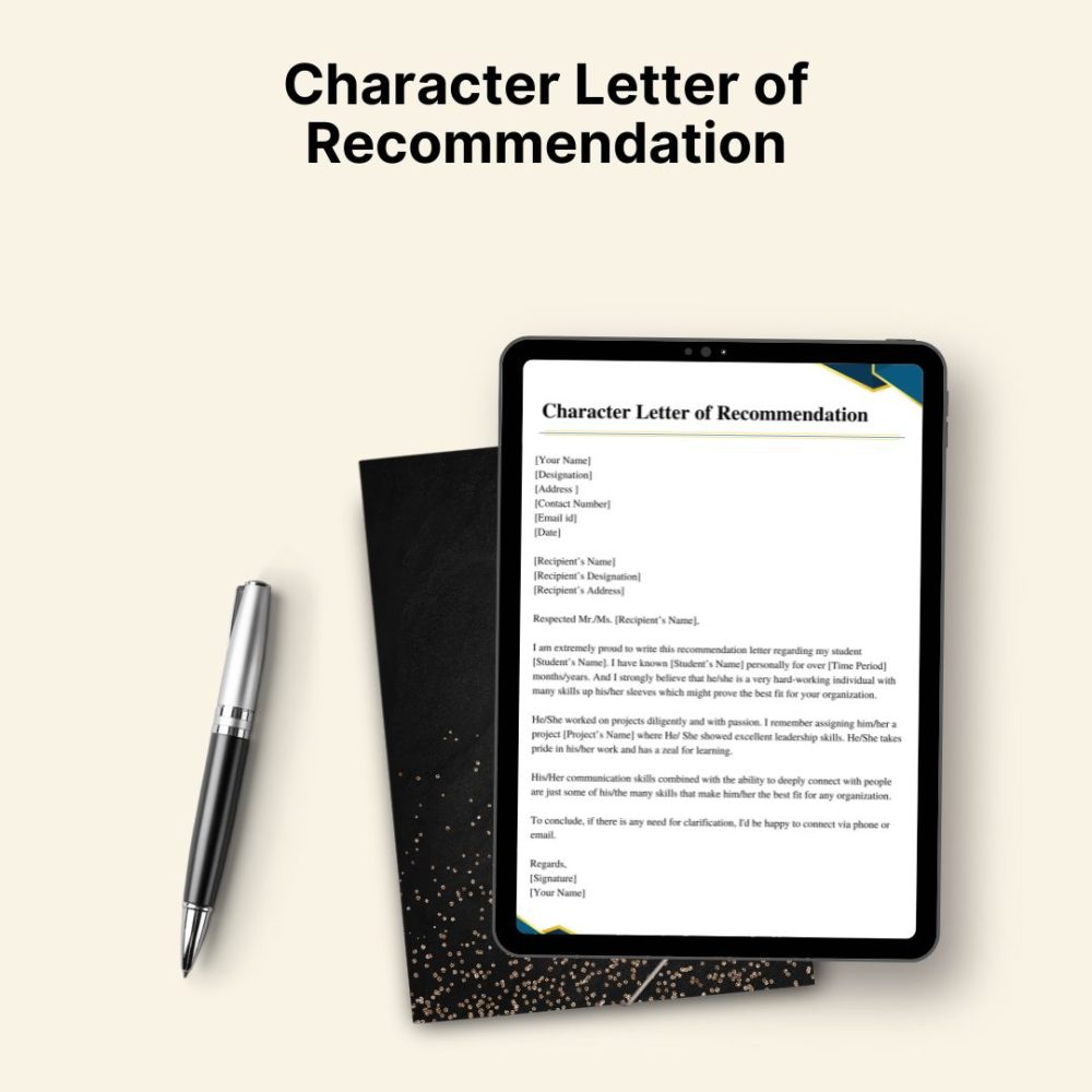 Character Letter of Recommendation PDF
