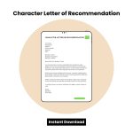 Character Letter of Recommendation Word