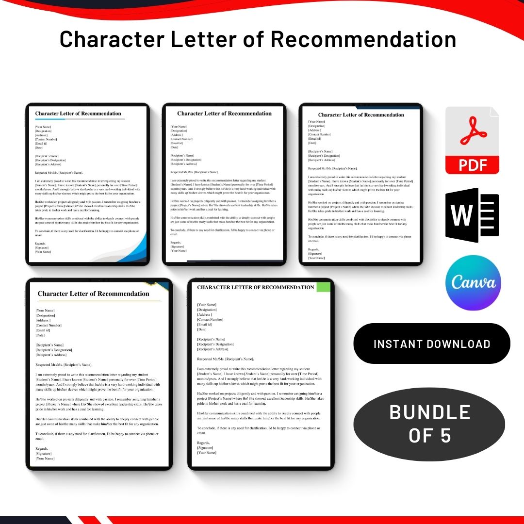 Character Letter Of Recommendation Template In Pdf & Word