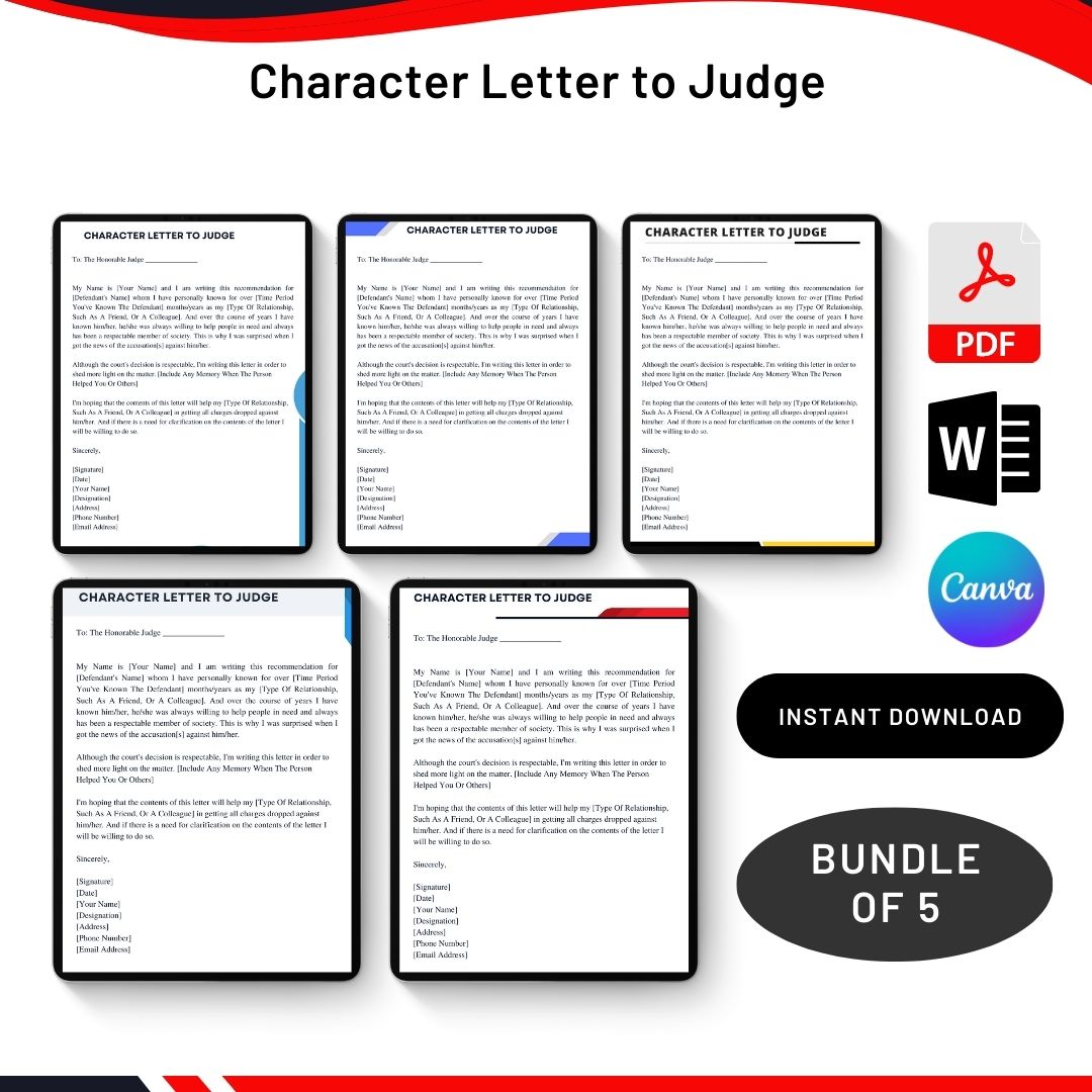 Character Letter To Judge Sample Template In Pdf And Word 3487