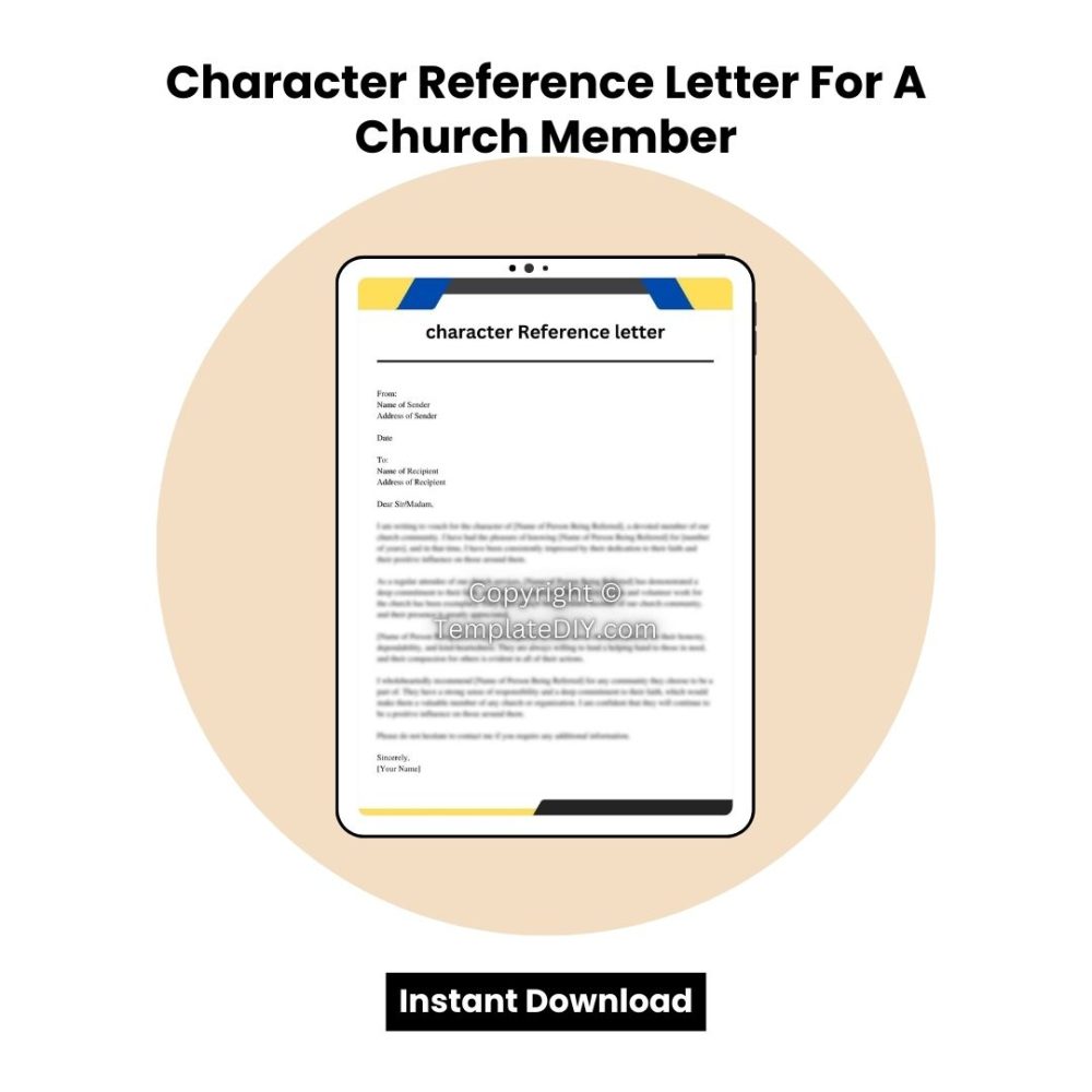 Character Reference Letter For A Church Member Word