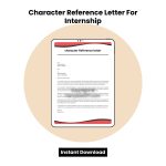 Character Reference Letter For Internship Word