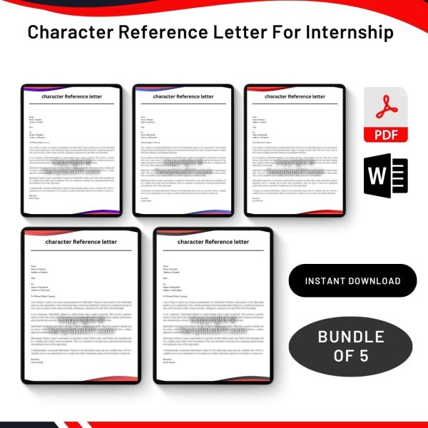 Character Reference Letter For Internship Sample Template with Examples in Pdf and Word