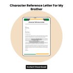 Character Reference Letter For My Brother Word