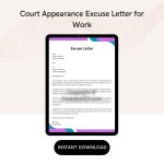 Court Appearance Excuse Letter for Work
