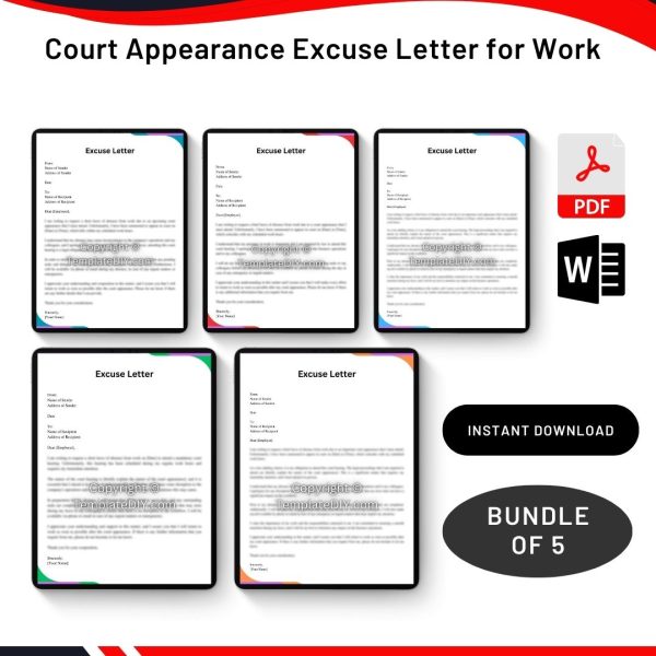Court Appearance Excuse Letter for Work PDF Archives Premium
