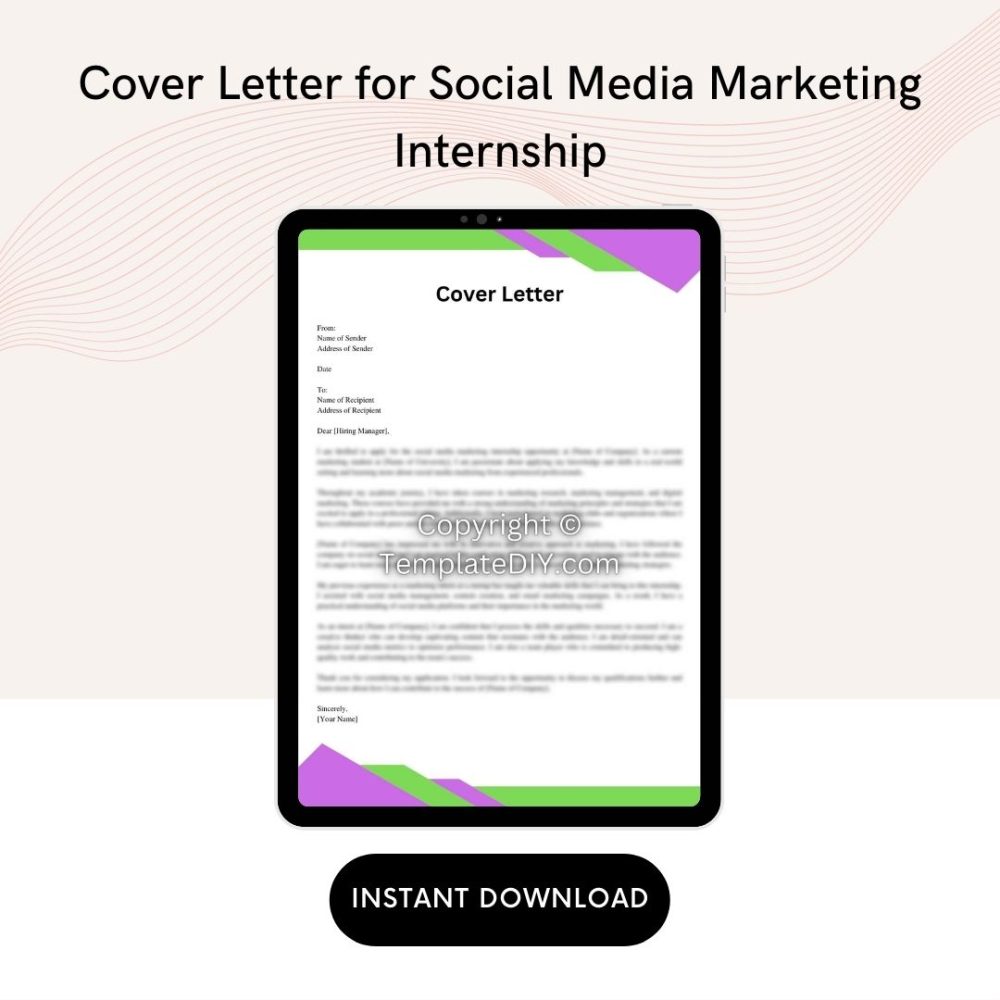 Cover Letter for Social Media Marketing Internship