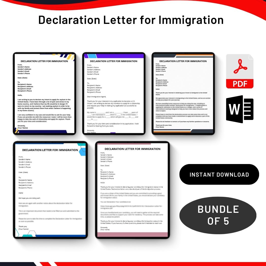 Declaration Letter For Immigration Template In Pdf And Word 7182