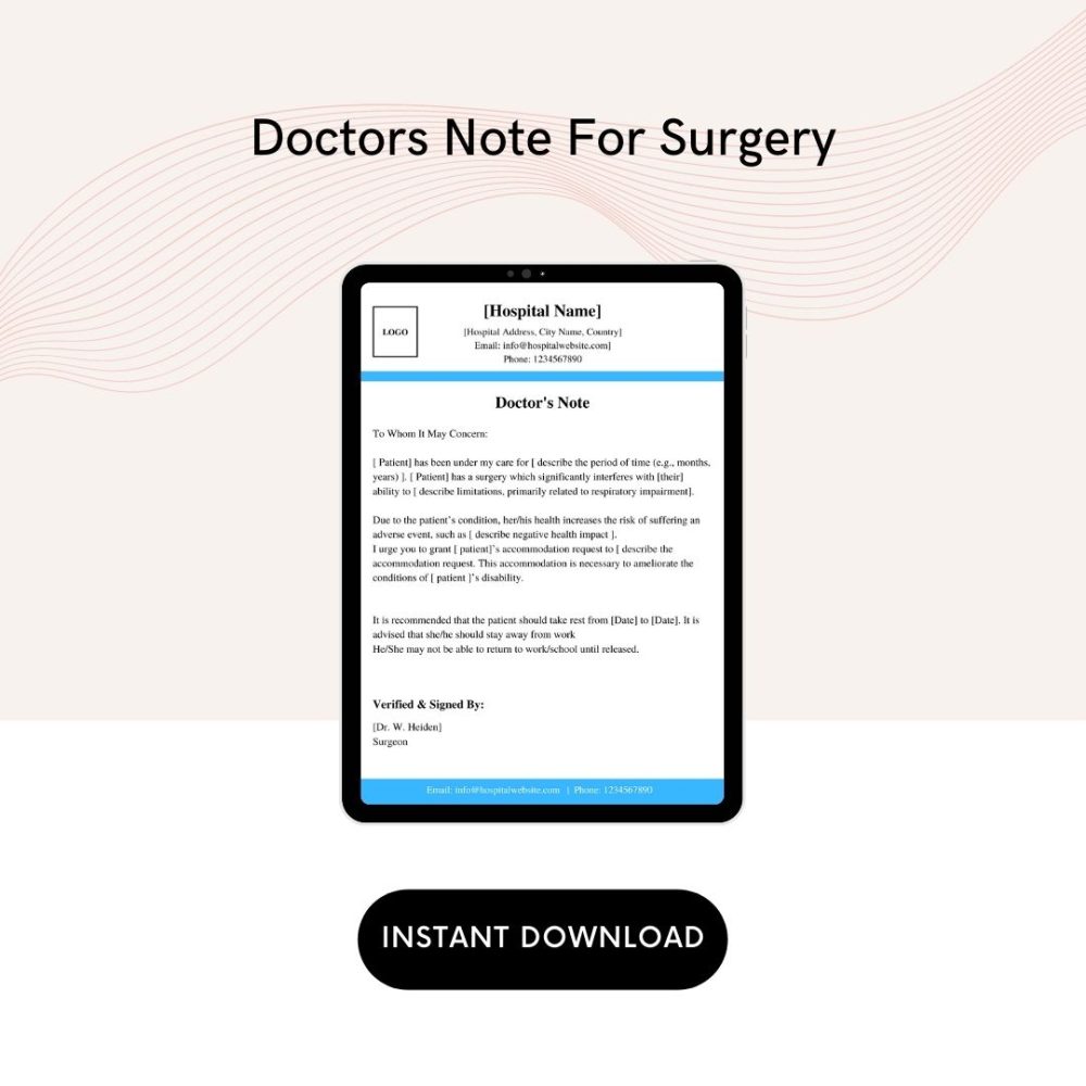 Doctors Note For Surgery