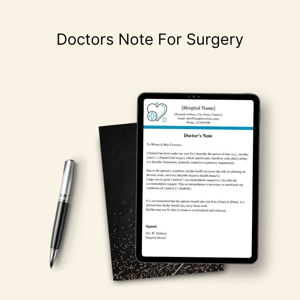 Doctors Note For Surgery PDF
