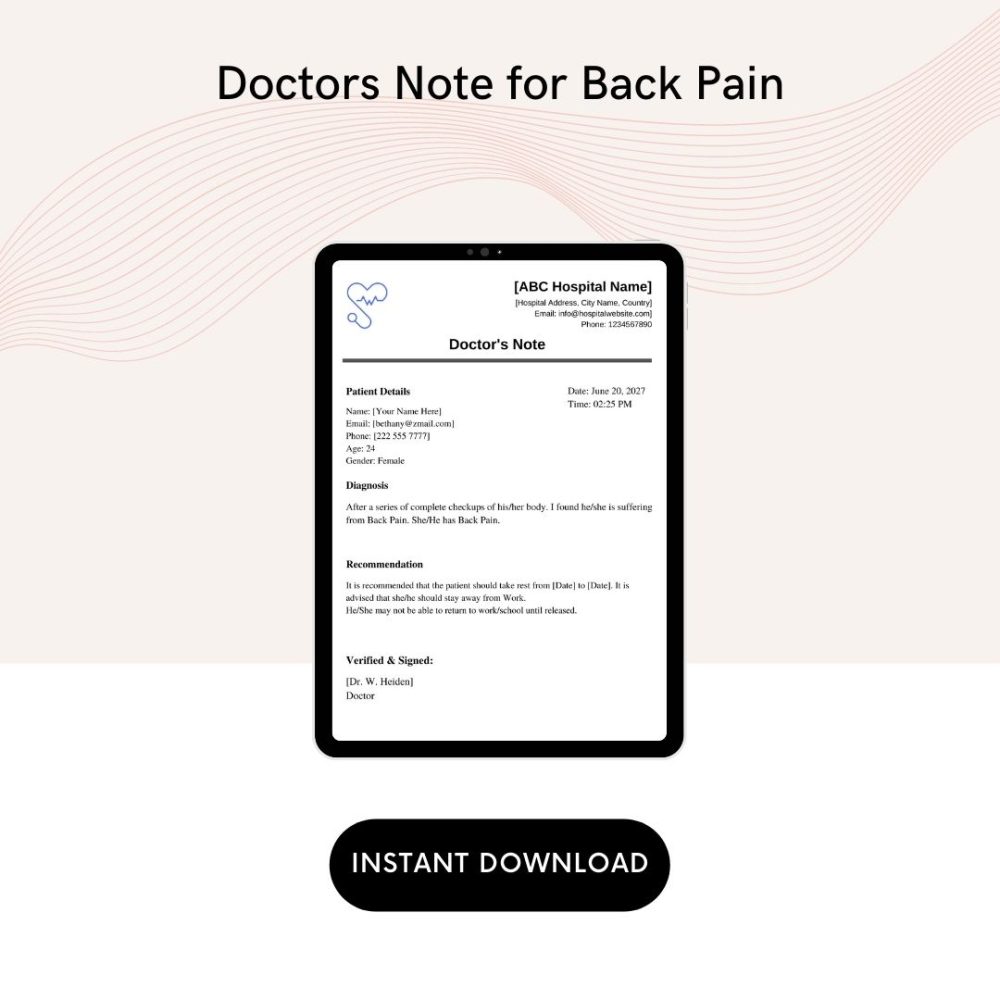 Doctors Note for Back Pain