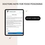 Doctors Note for Food Poisoning Word