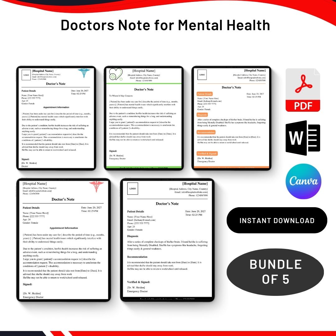 Doctors Note for Mental Health in PDF & Word