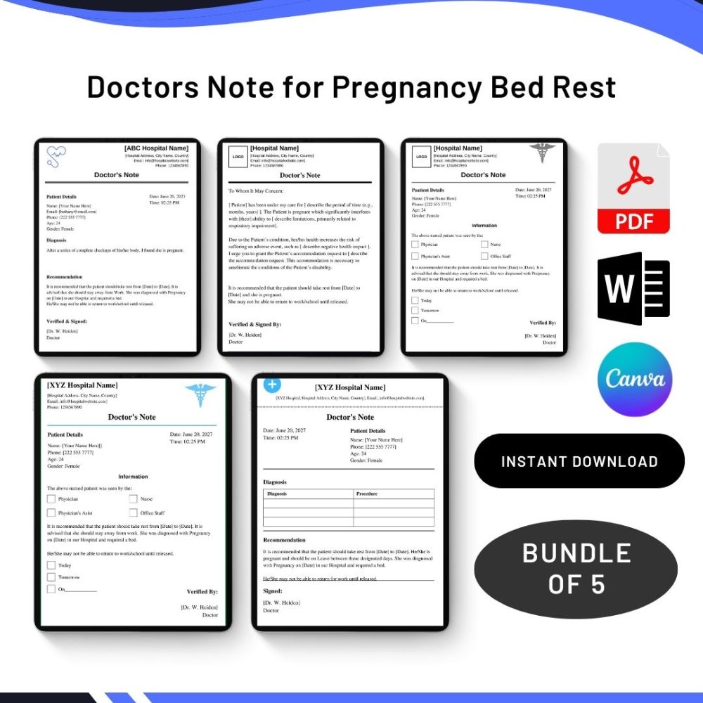 Doctors Note for Pregnancy Bed Rest in PDF & Word