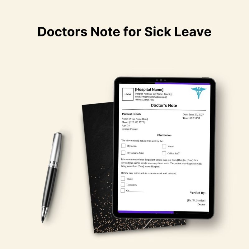 Doctors Note for Sick Leave Template Printable in PDF & Word