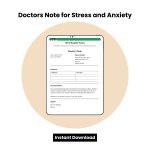 Doctors Note for Stress and Anxiety Word
