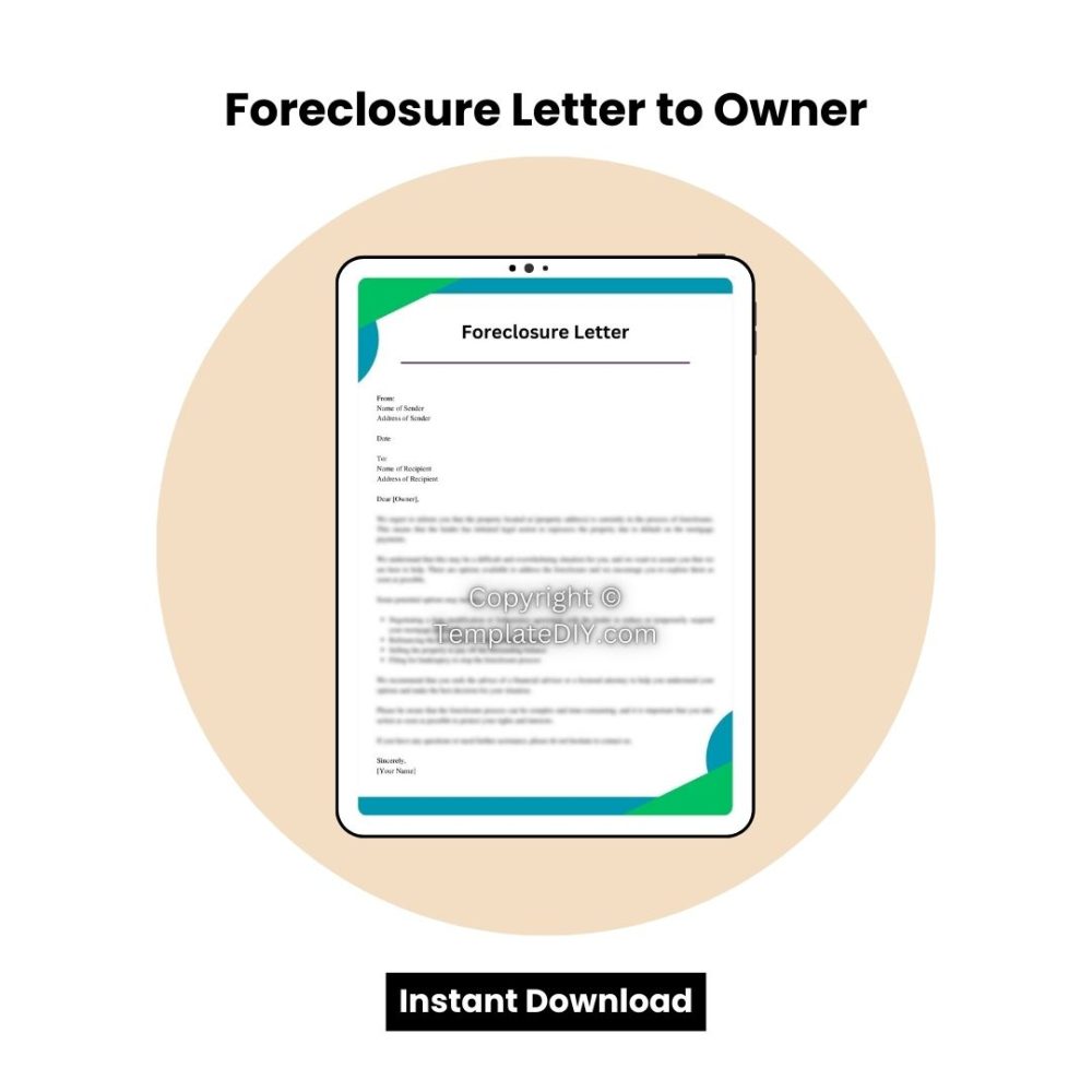 Foreclosure Letter to Owner Word
