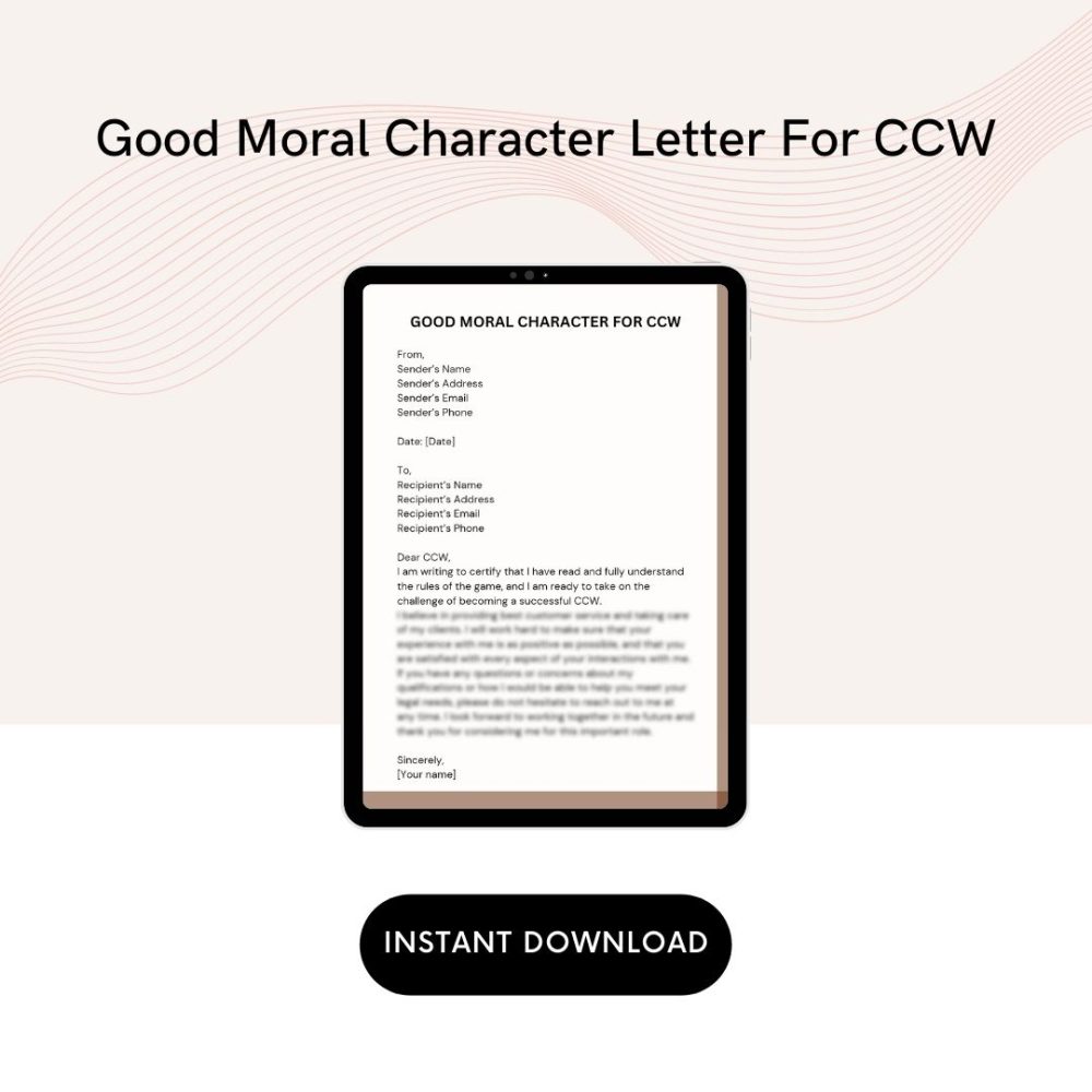 Good Moral Character Letter For CCW