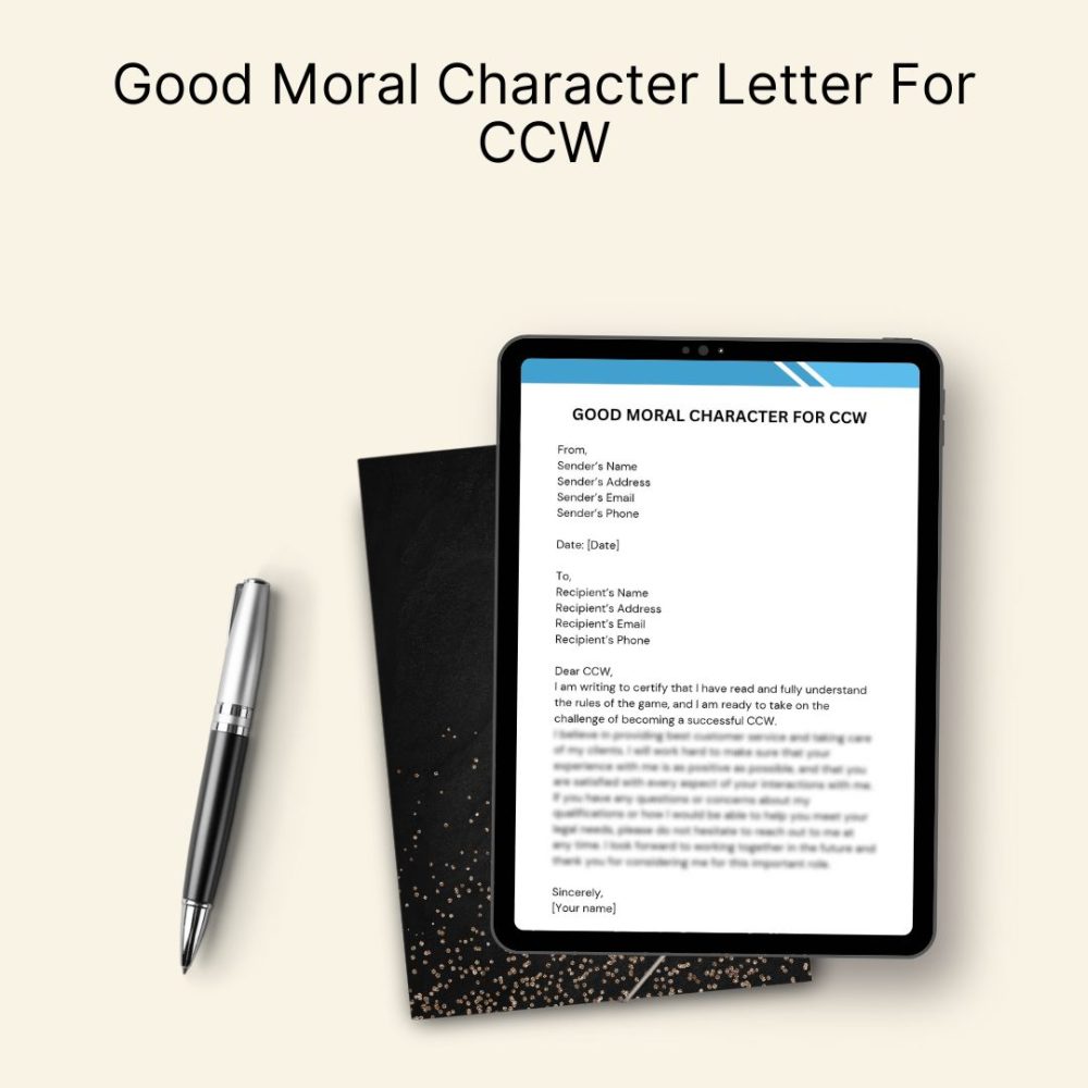 Good Moral Character Letter For CCW PDF