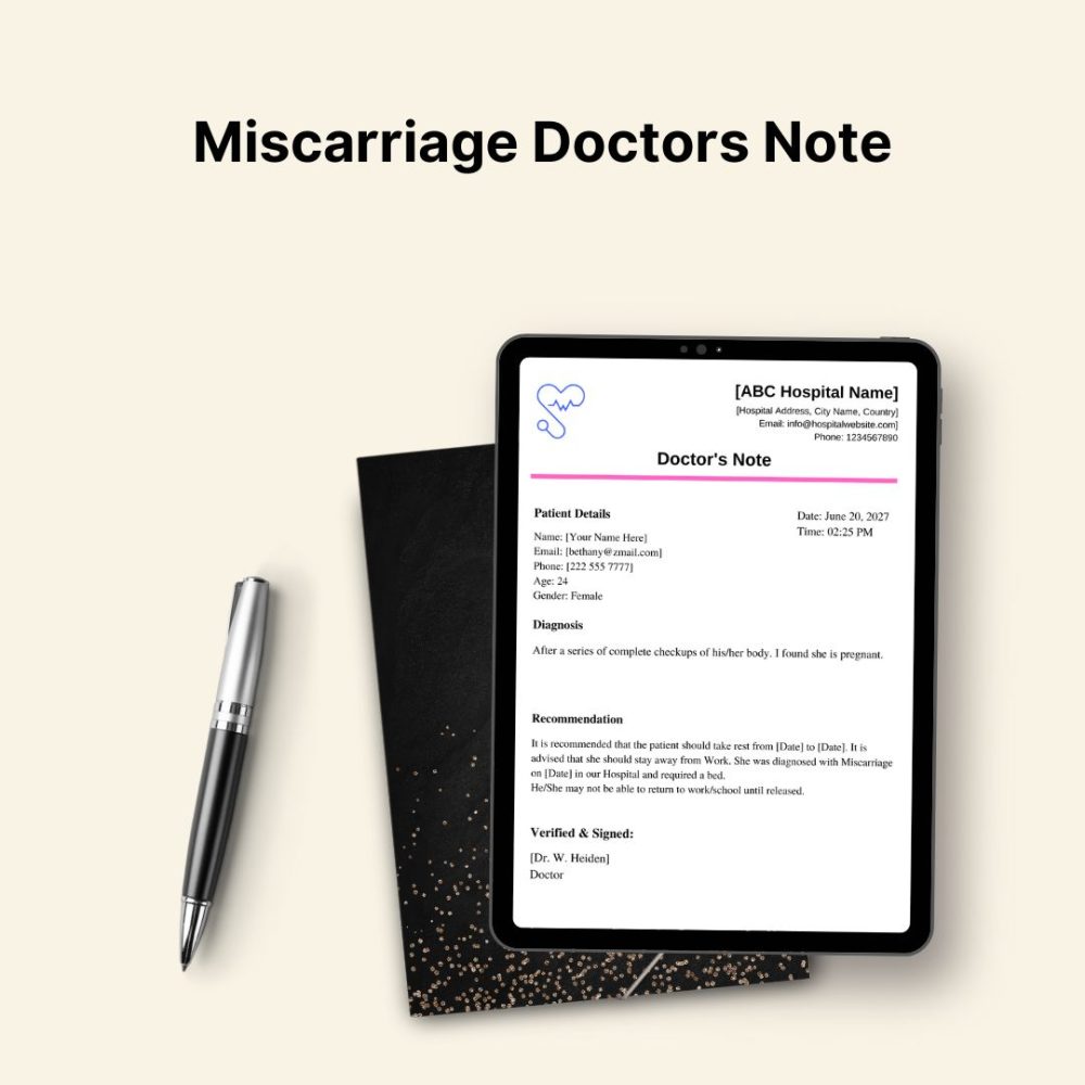 Miscarriage Doctors Note PDF