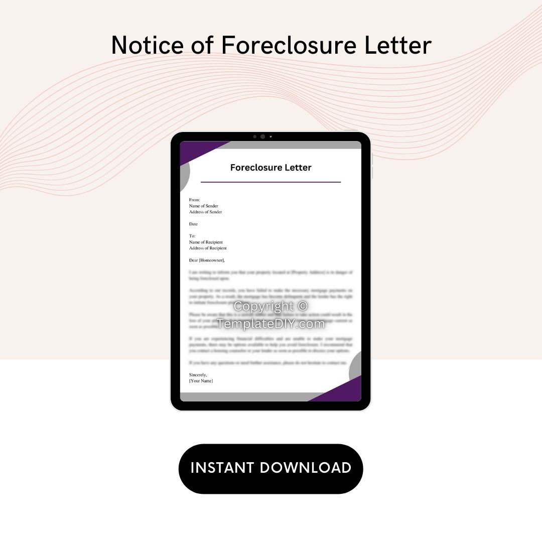 Notice Of Foreclosure Letter With Examples In PDF And Word