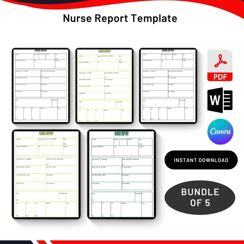 Printable Nurse Report Template Archives Premium Printable Templates