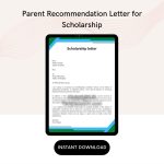 Parent Recommendation Letter for Scholarship