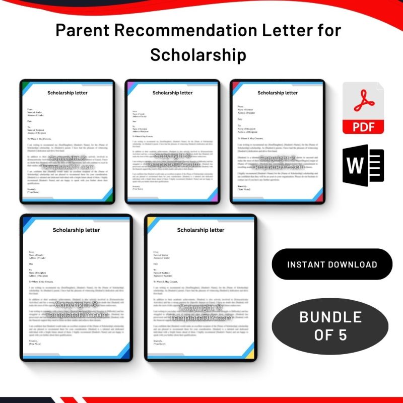 Printable Parent Recommendation Letter for Scholarship Archives ...