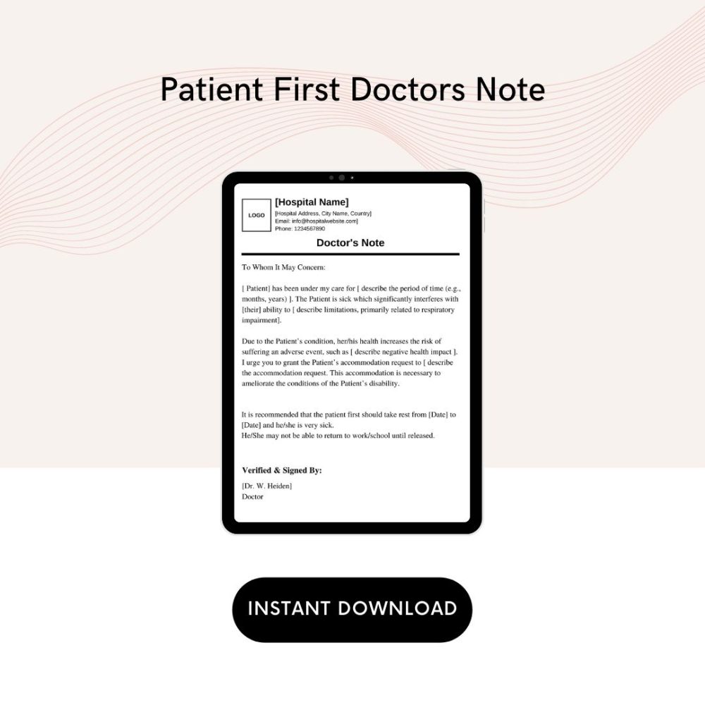 Patient First Doctors Note