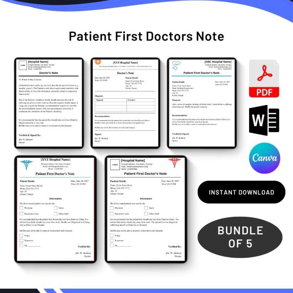 Patient First Doctors Note Template Printable in PDF & Word