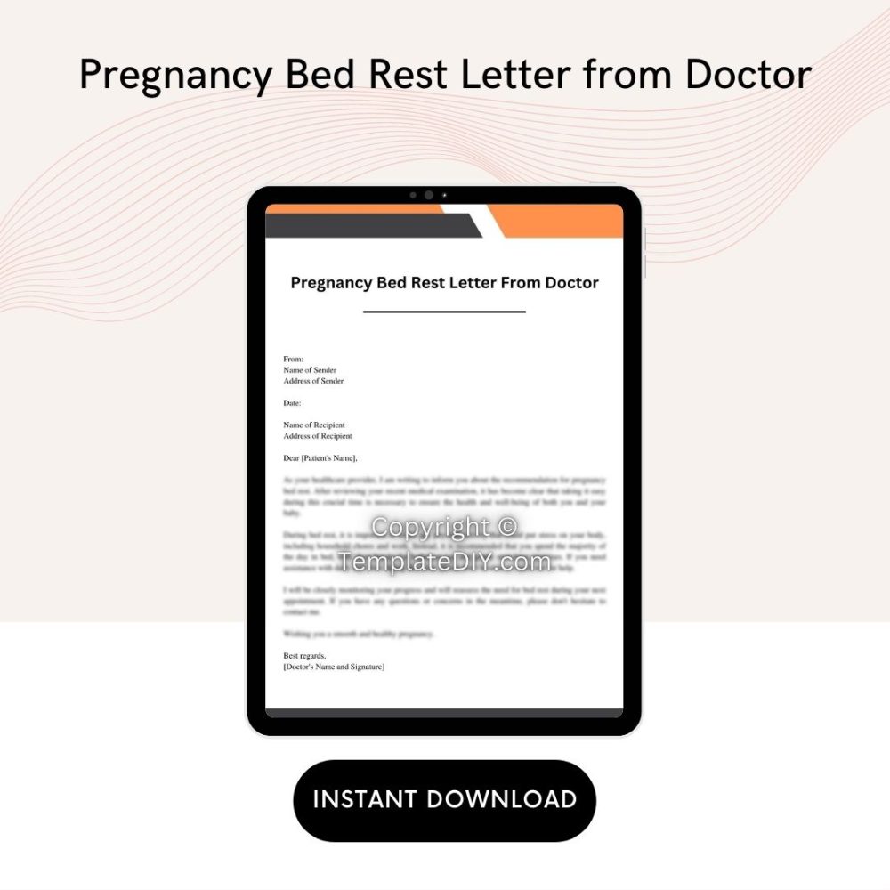 Pregnancy Bed Rest Letter from Doctor