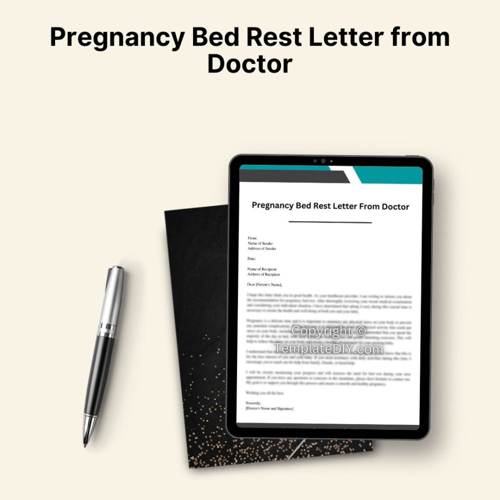 Pregnancy Bed Rest Letter from Doctor PDF