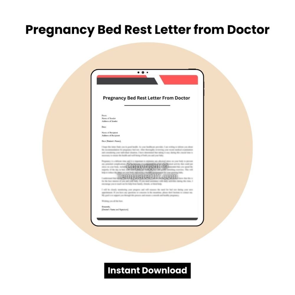 Pregnancy Bed Rest Letter from Doctor Word