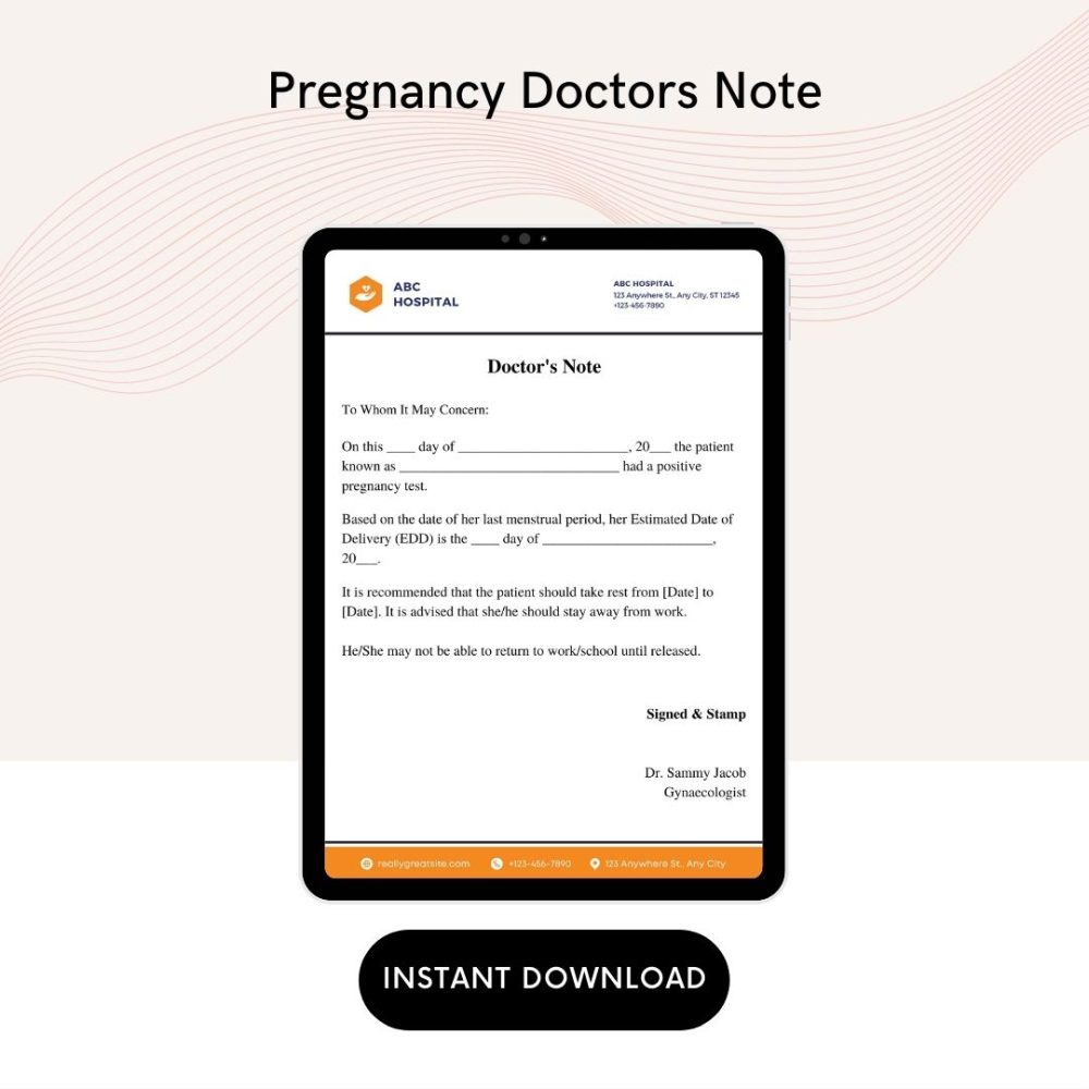 Pregnancy Doctors Note