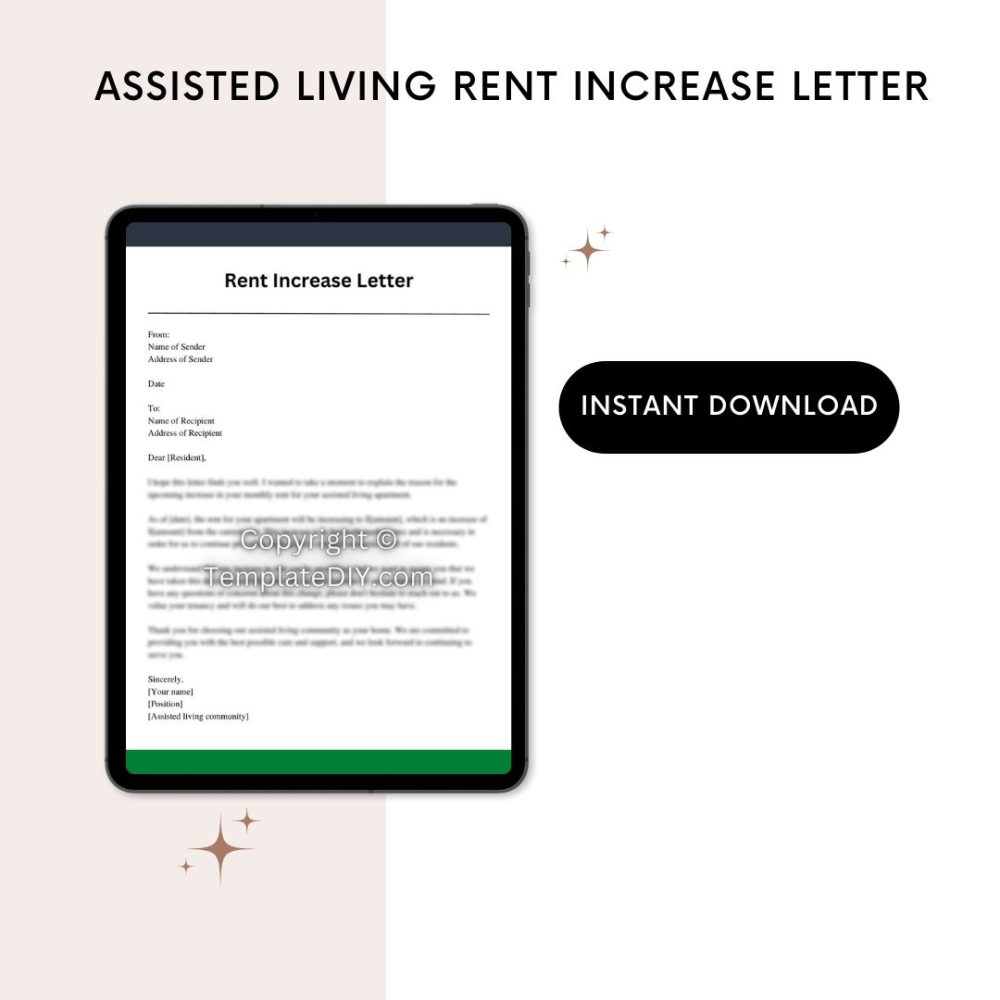 Printable Assisted Living Rent Increase Letter