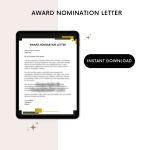 Printable Award Nomination Letter
