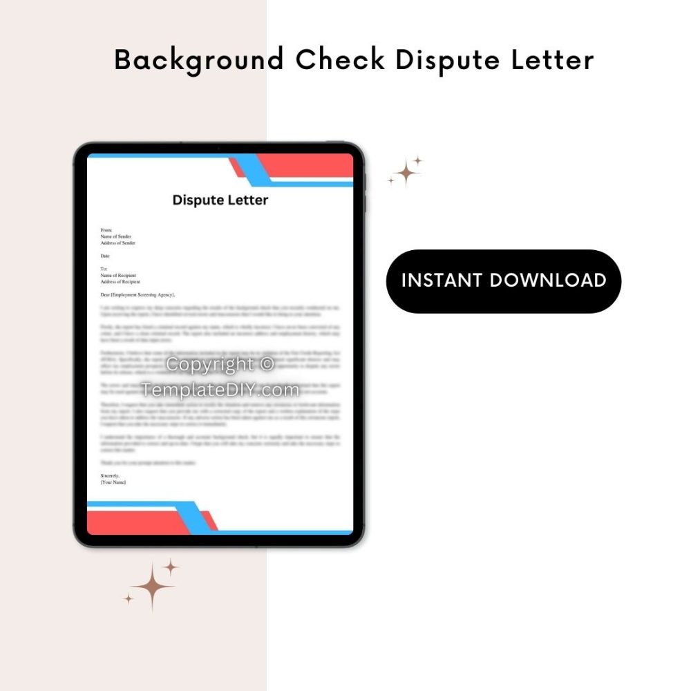 Printable Background Check Dispute Letter
