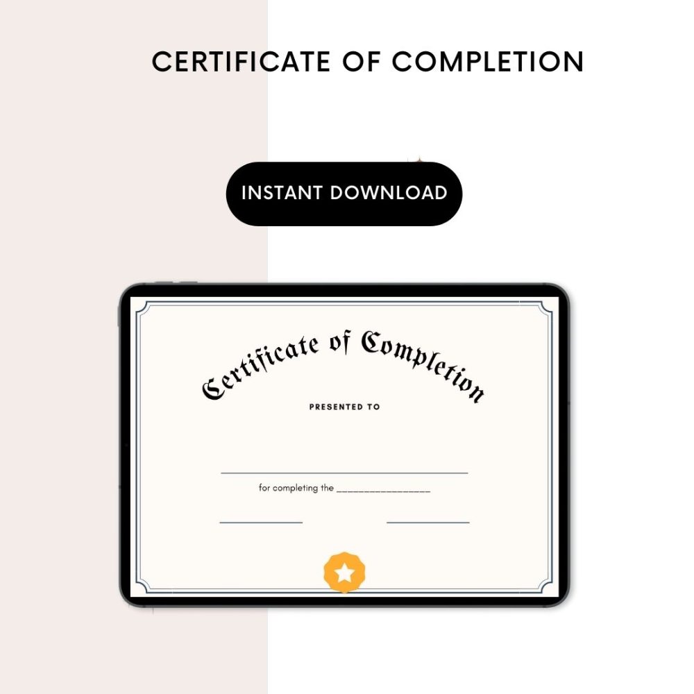 Printable Certificate of Completion