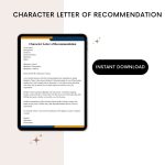 Printable Character Letter of Recommendation