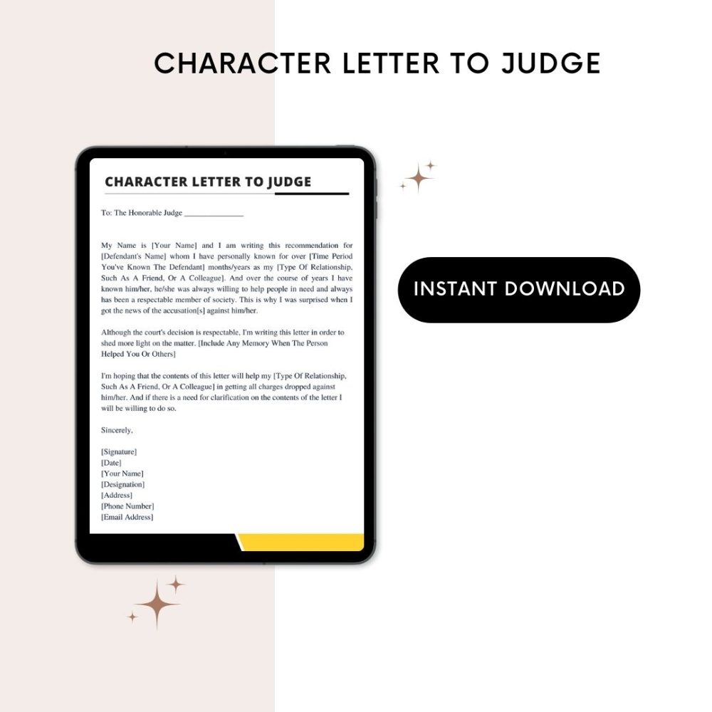 Printable Character Letter to Judge